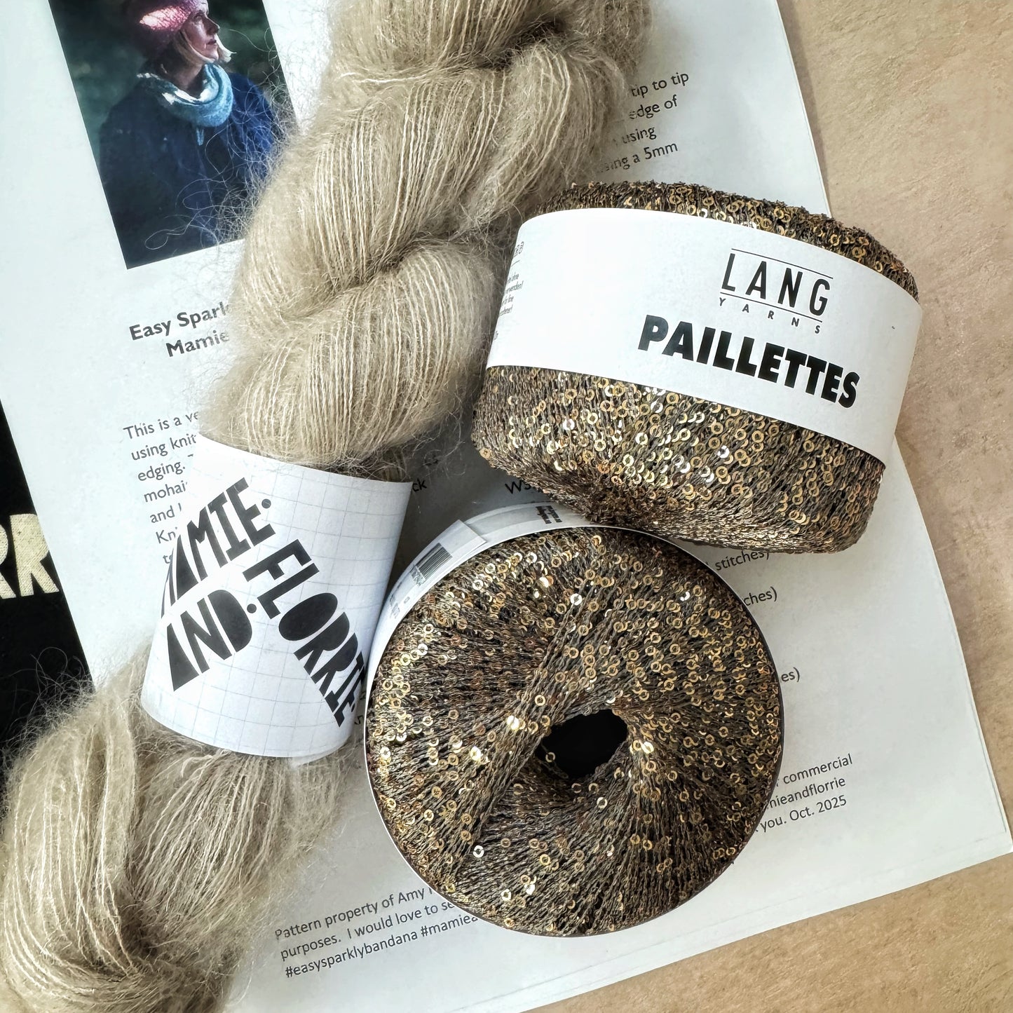 Easy Sparkly Bandana Kit : Llanberis Path and Grey / Gold Sparkles