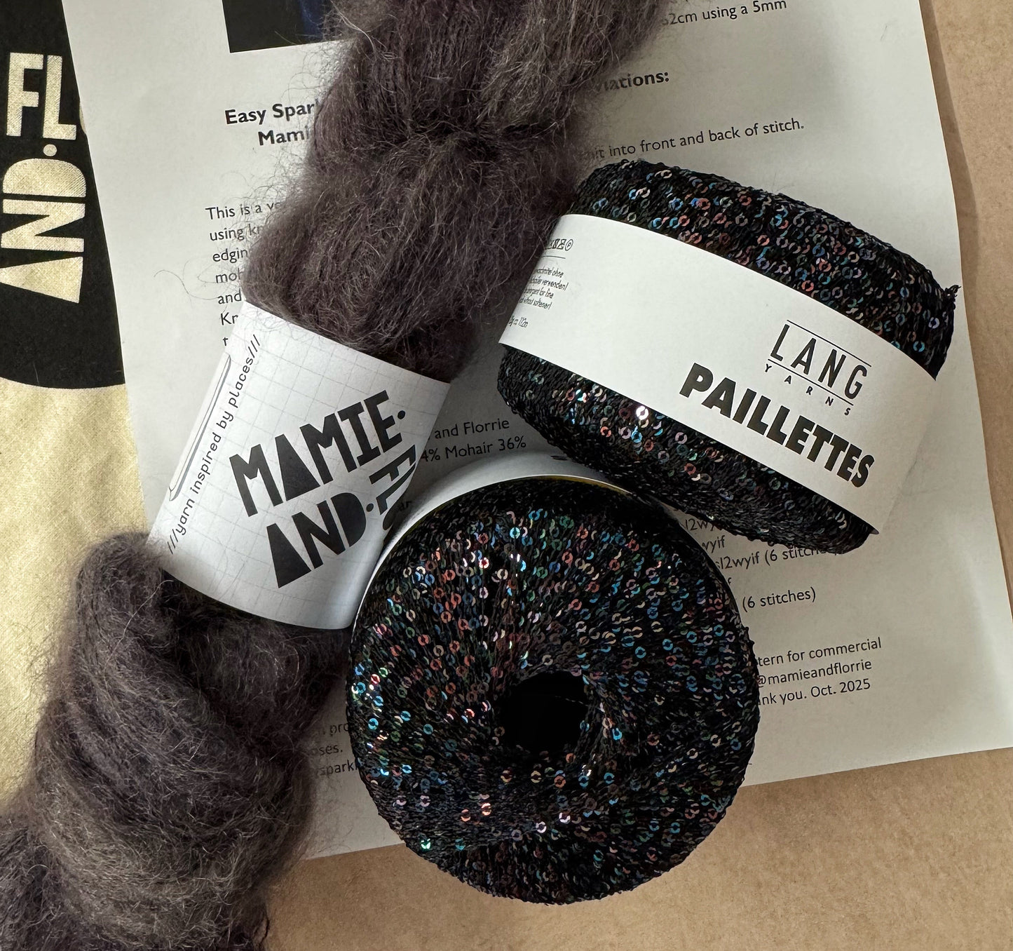 Easy Sparkly Bandana Kit : Whaley Bridge Post Office Mohair and Black Sparkles
