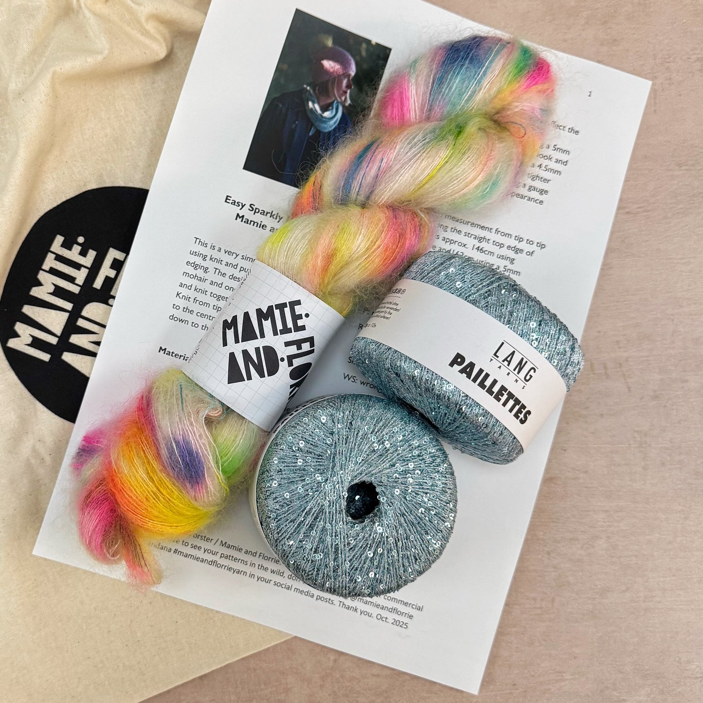 Easy Sparkly Bandana : Swizzels Mohair and Blue Sparkles