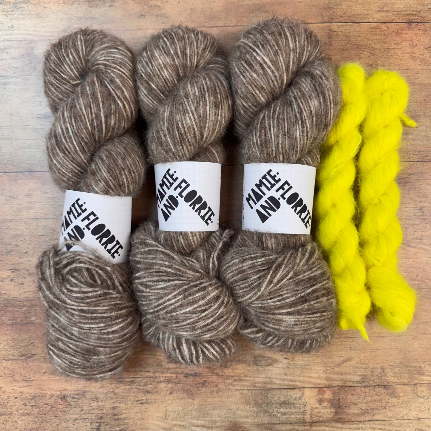 Enkel Sweater Kit - Natural Brown Bounce and Acid Lemon Stripes - Sizes 1 - 4