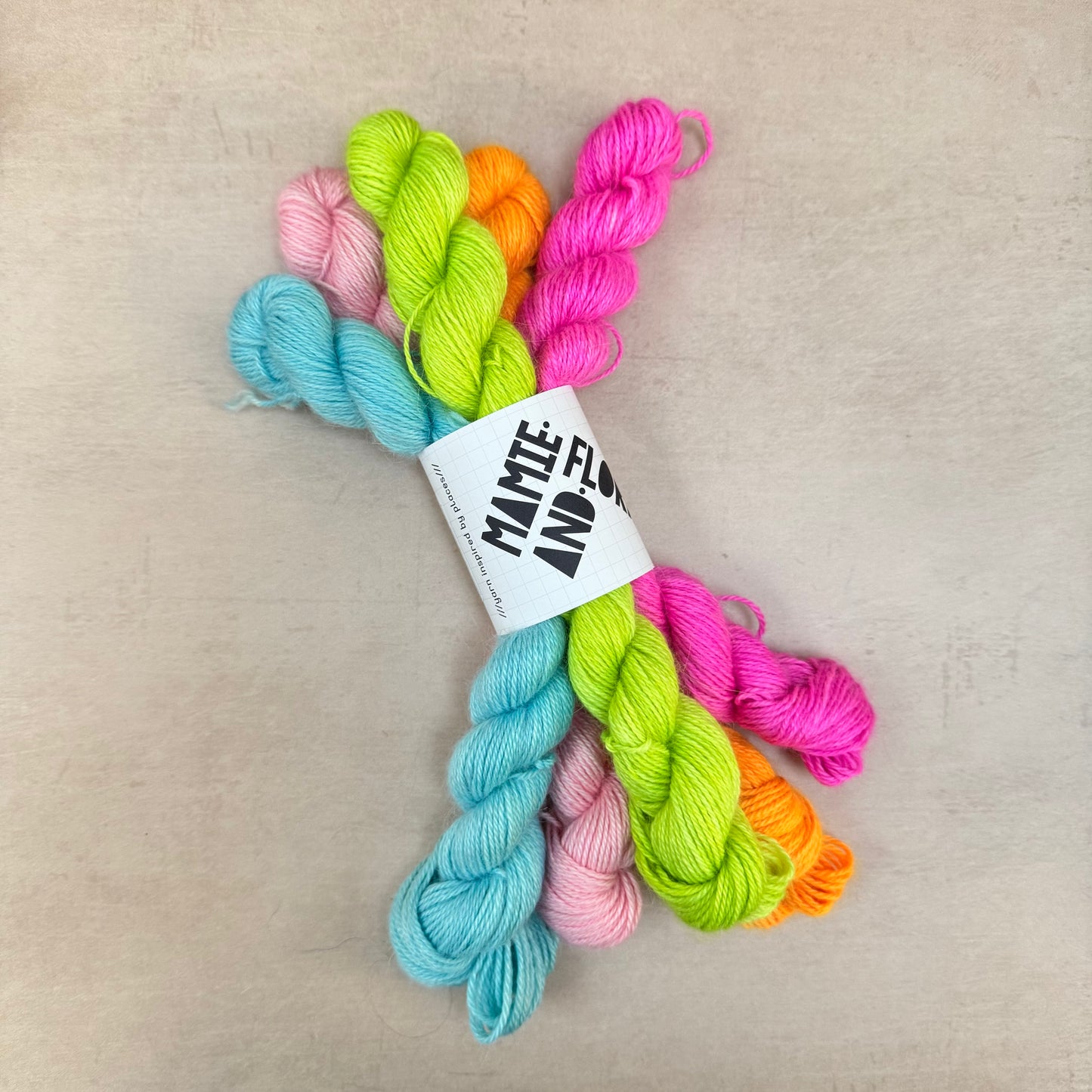 5 x Luxury 4ply Mini Skeins - Neon Mix