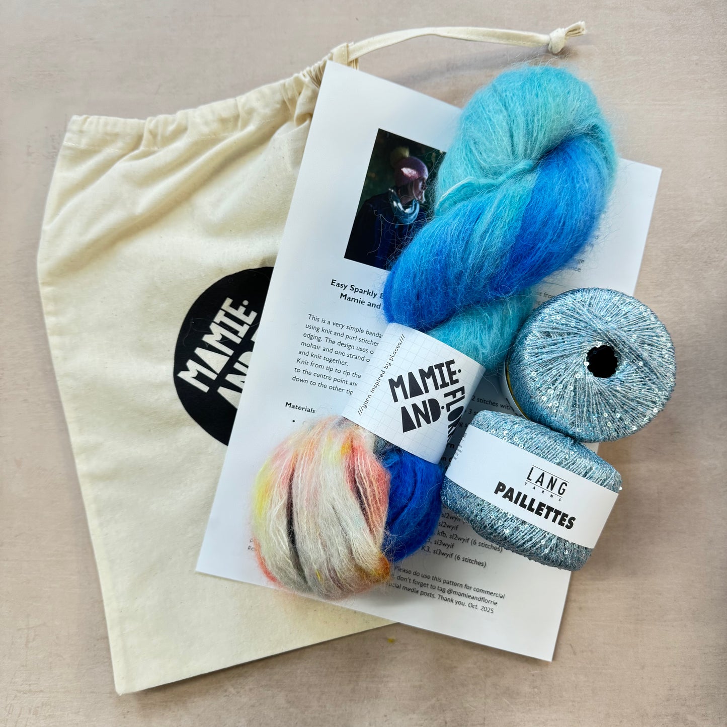 Alpaca Easy Sparkly Bandana Kit : British Virgin Islands and Blue Sparkles