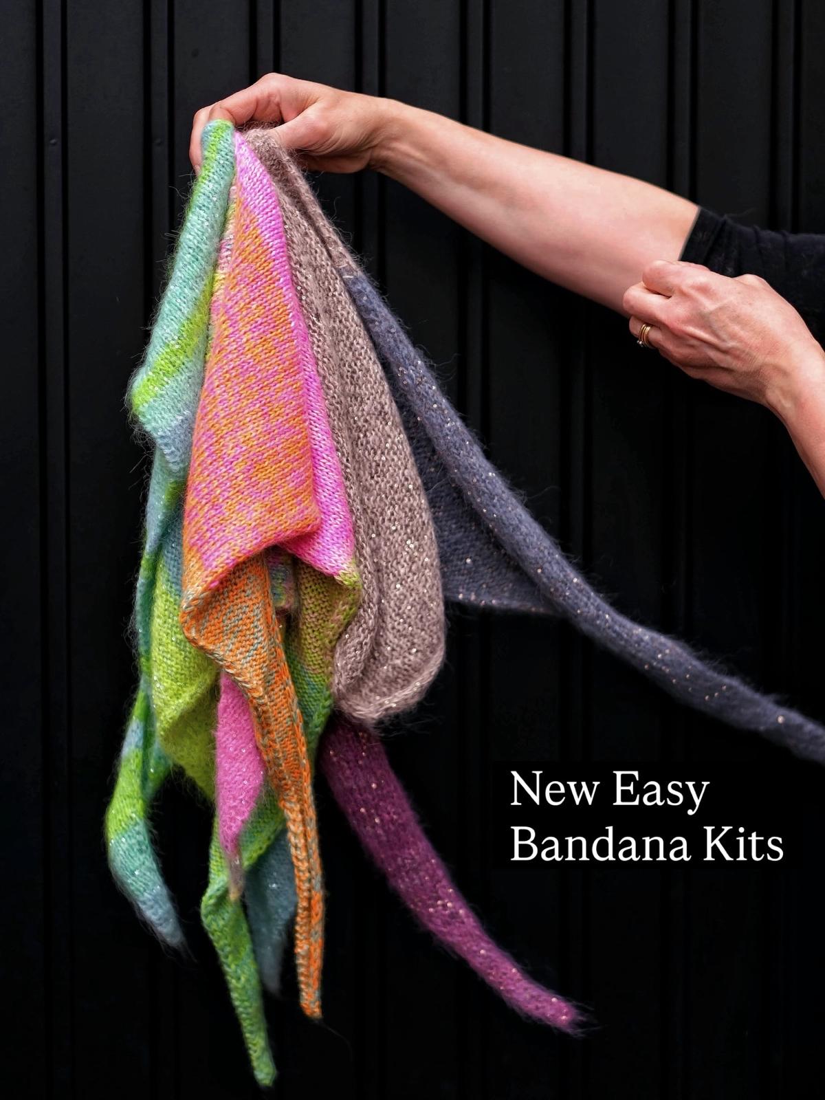Easy Bandana Kit : Mousley Bottom Mohair and Berry Flockchen Pom Poms