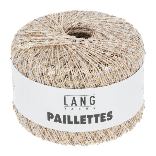 Paillettes by Lang Yarn - Gold Sequins on White (02)