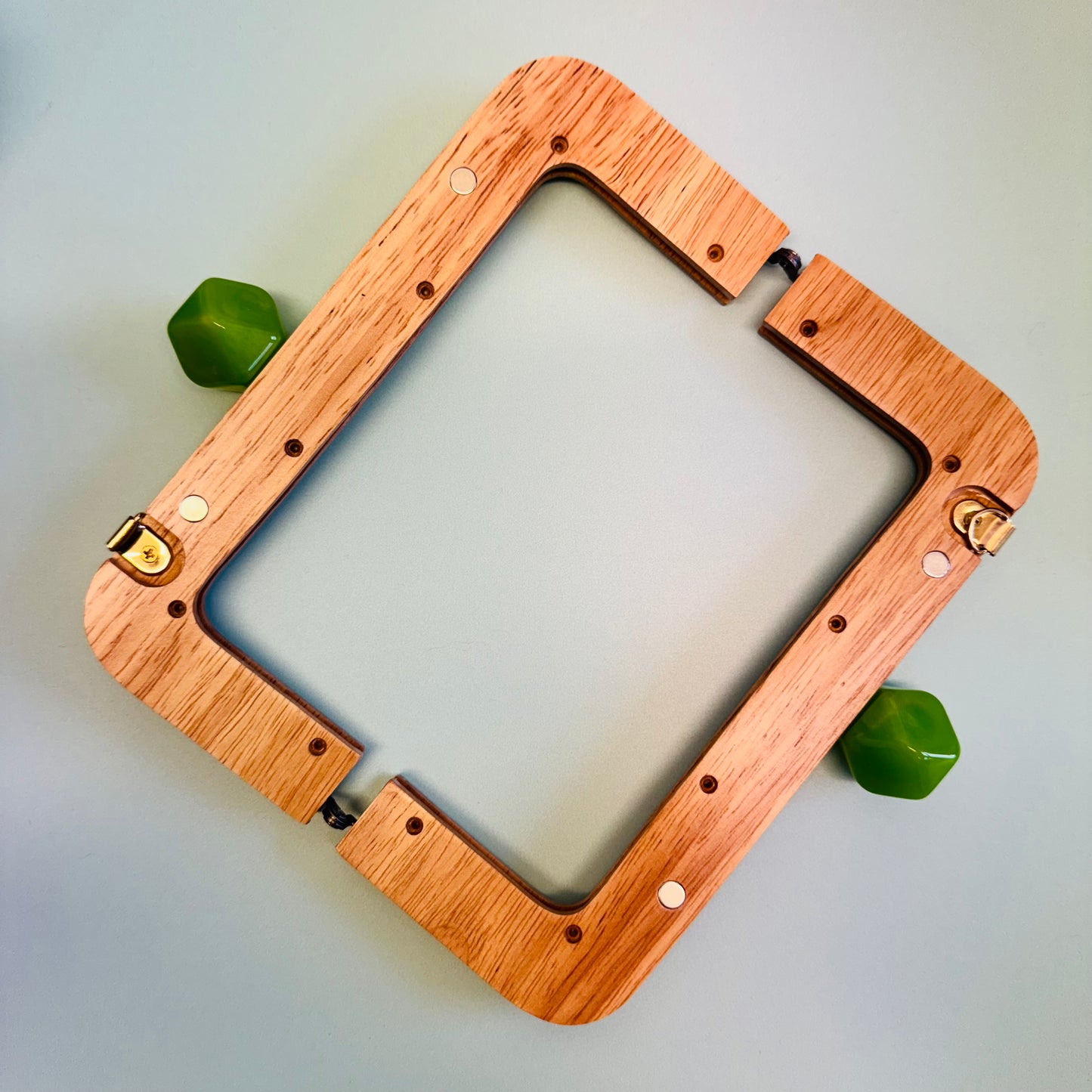 Natural Wooden Bag Frame - Green