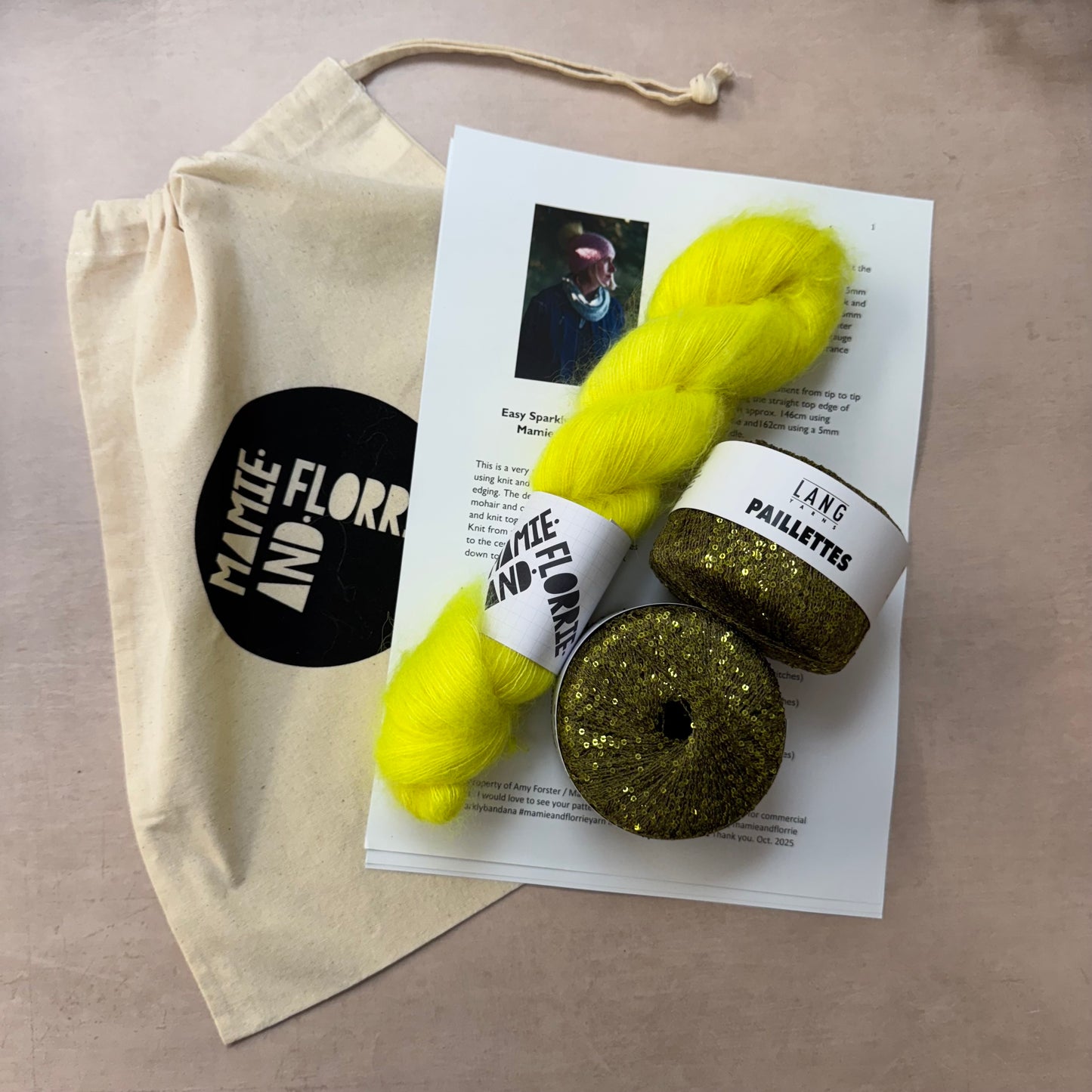 Easy Sparkly Bandana Kit : 80's Yellow and Green Sparkles