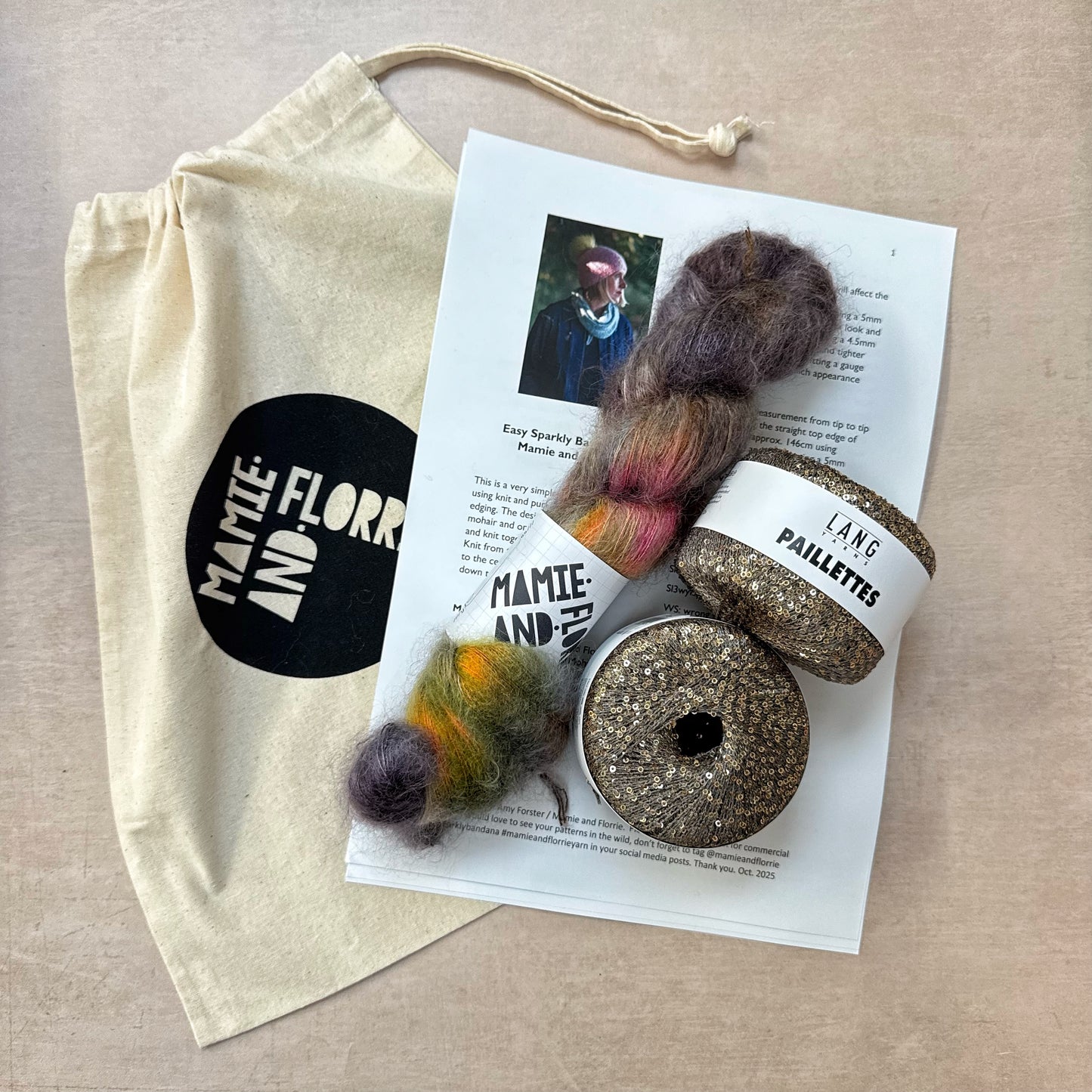 Easy Sparkly Bandana Kit : Finnieston Nights and Grey / Gold Sparkles