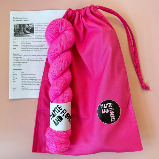 The Perfect Beginners Sock Knitting Kit - Oklahoma Pink