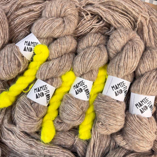 Enkel Sweater Kit - Natural Brown Baby Bounce and Acid Lemon Stripes - Sizes 8 - 11