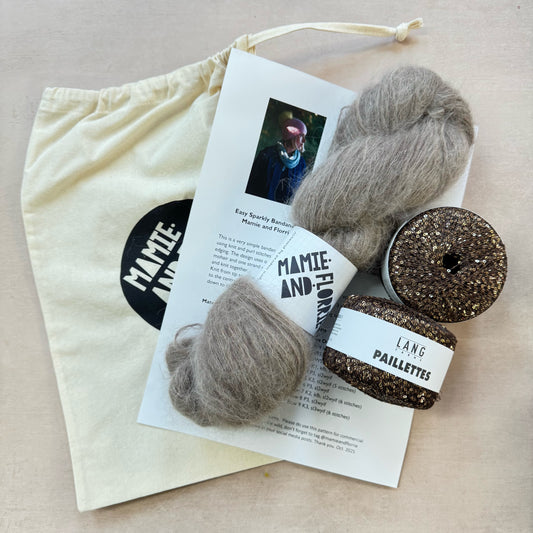 Alpaca Easy Sparkly Bandana Kit : Mousley Bottom and Brown / Gold Sparkles