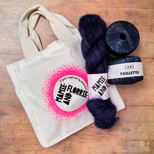 The Easy Sparkly Bandana Kit - Oslo Mohair and Navy Paillettes