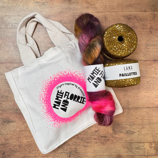 The Easy Sparkly Bandana Kit - Finnieston Nights Mohair and Antique Green Sparkles