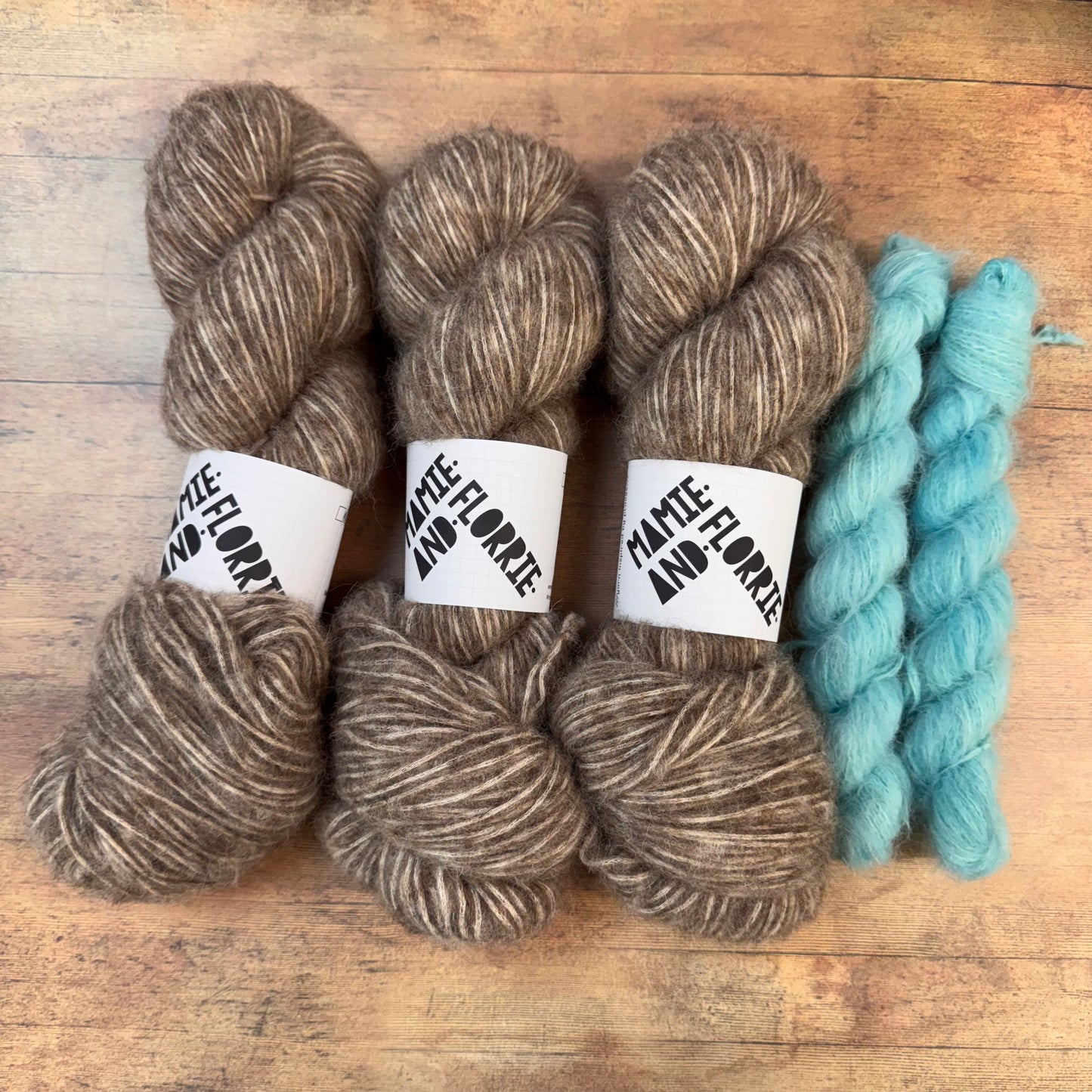 Enkel Sweater Kit - Natural Brown Bounce with Ice Swim Blue Stripes (Sizes 1-4)