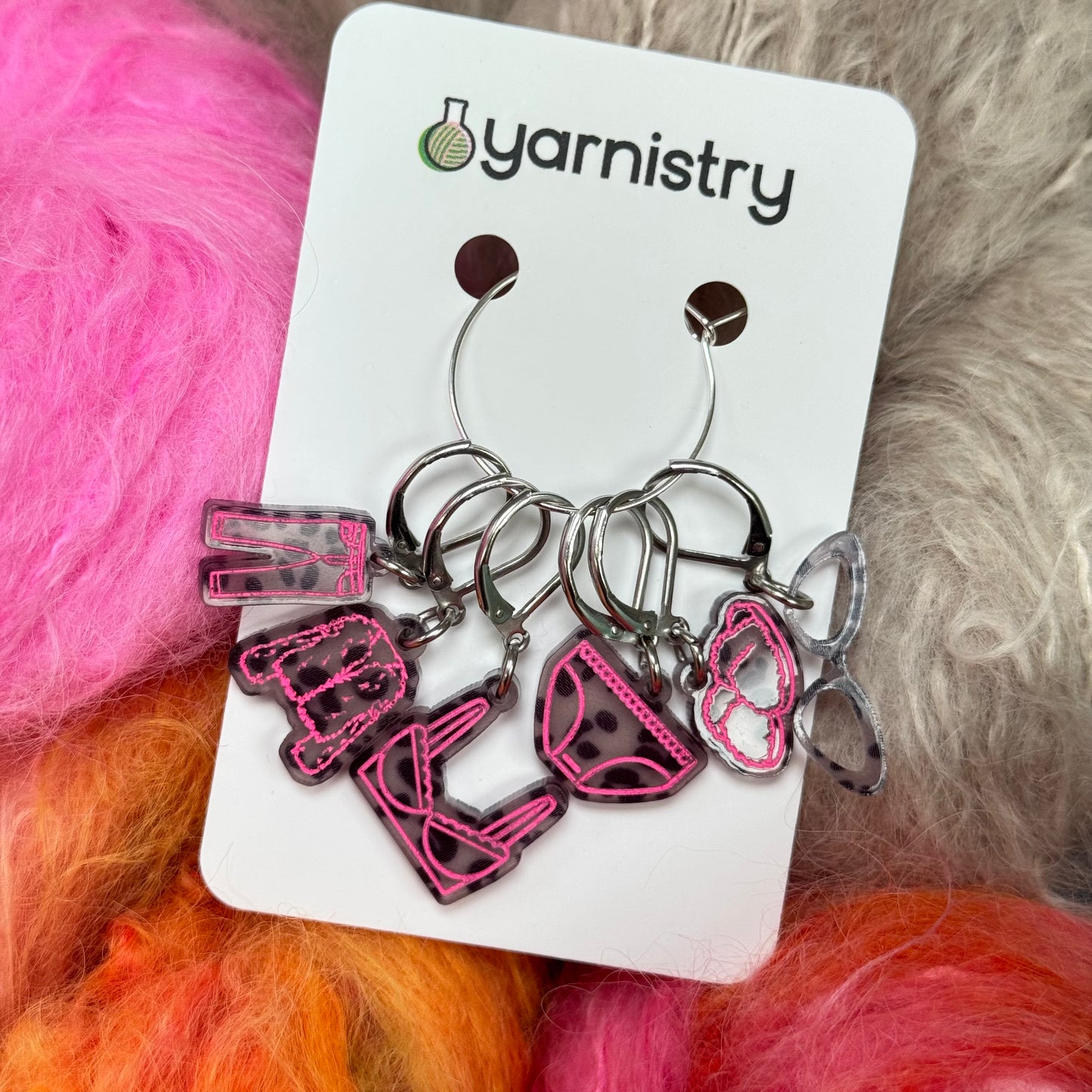 Leopard Print "All Fur Coat and Knickers!" Stitch Markers by Yarnistry