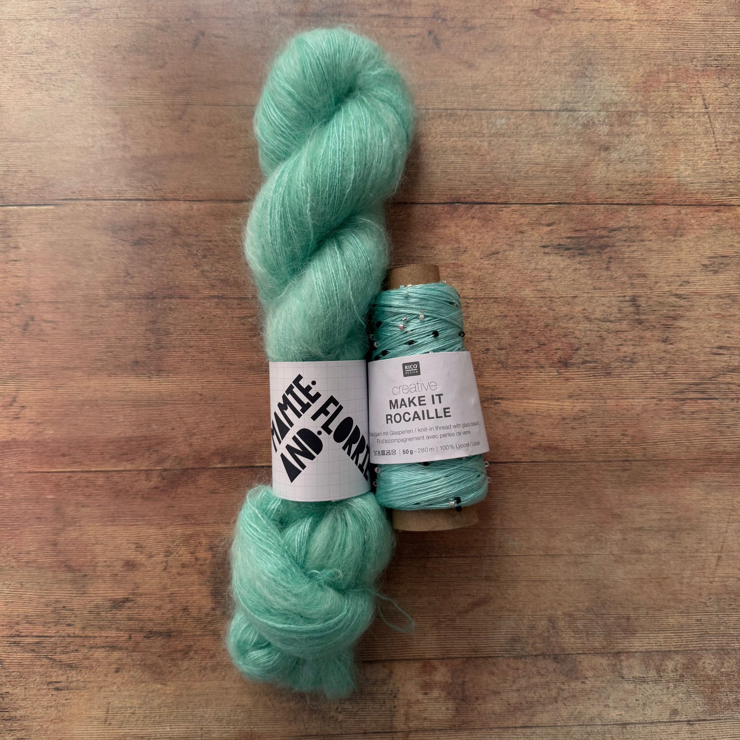 Easy Beaded Bandana Kit - Yego Scooters Mohair and Turquoise Rocaille by Rico