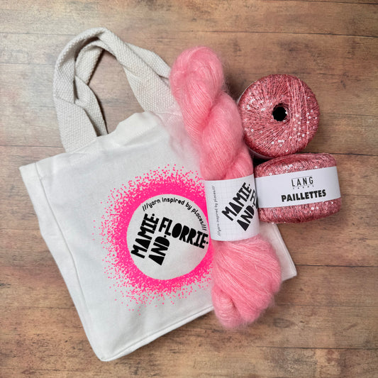 The Easy Sparkly Bandana Kit - Vinoy Park Mohair and Pale Pink Sparkles
