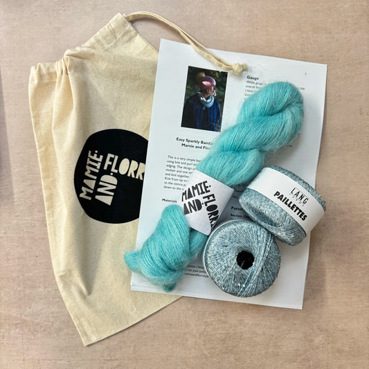 Easy Sparkly Bandana Kit : Ice Swim at Combs Mohair and Blue Sparkles