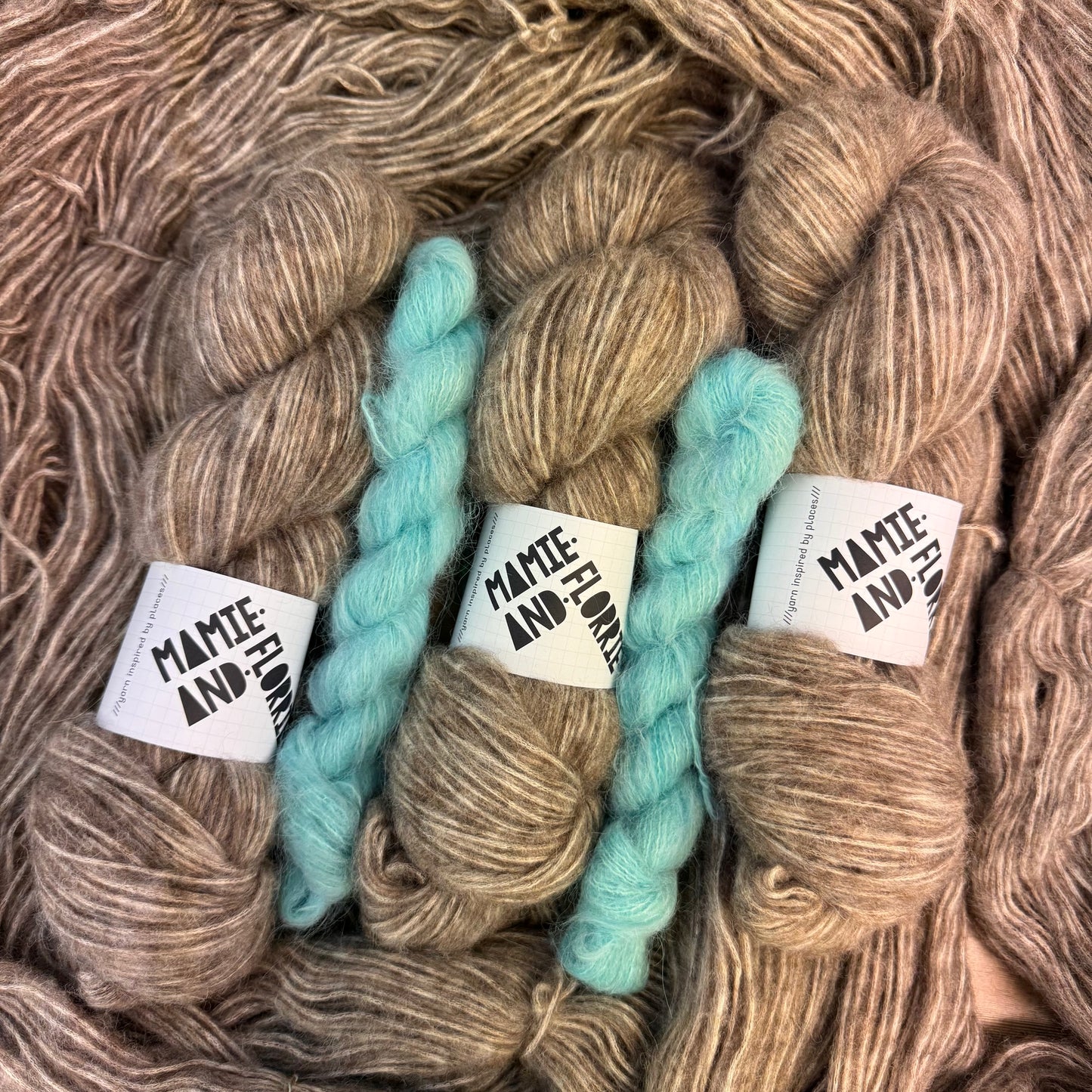 Enkel Sweater Kit - Natural Brown Bounce with Ice Swim Blue Stripes (Sizes 1-4)