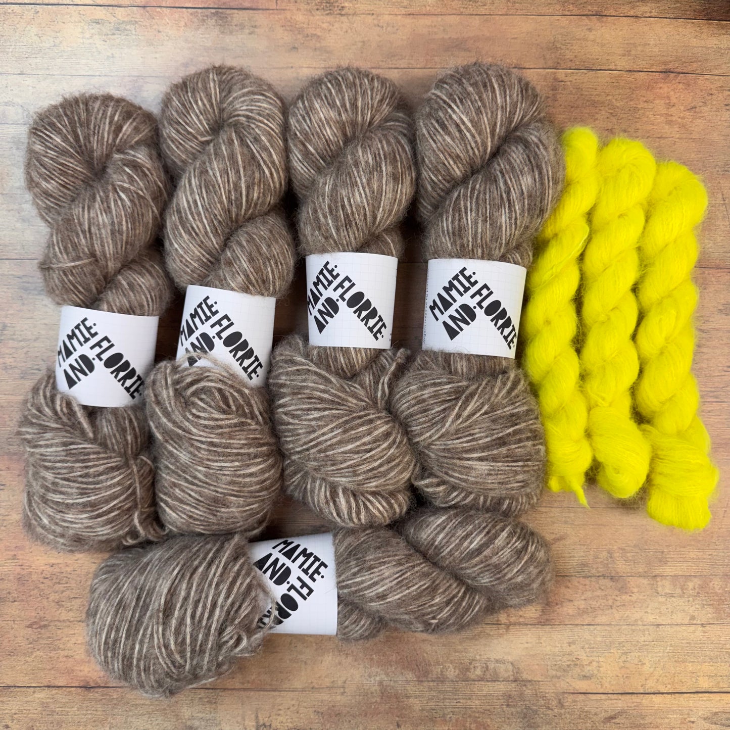 Enkel Sweater Kit - Natural Brown Baby Bounce and Acid Lemon Stripes - Sizes 8 - 11