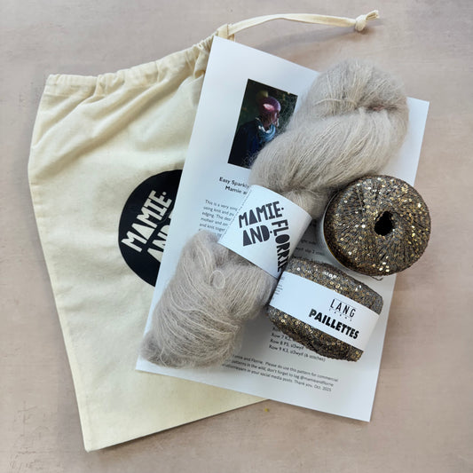 Alpaca Easy Bandana Kit : Llanberis Stone Path and Grey / Gold Sparkles