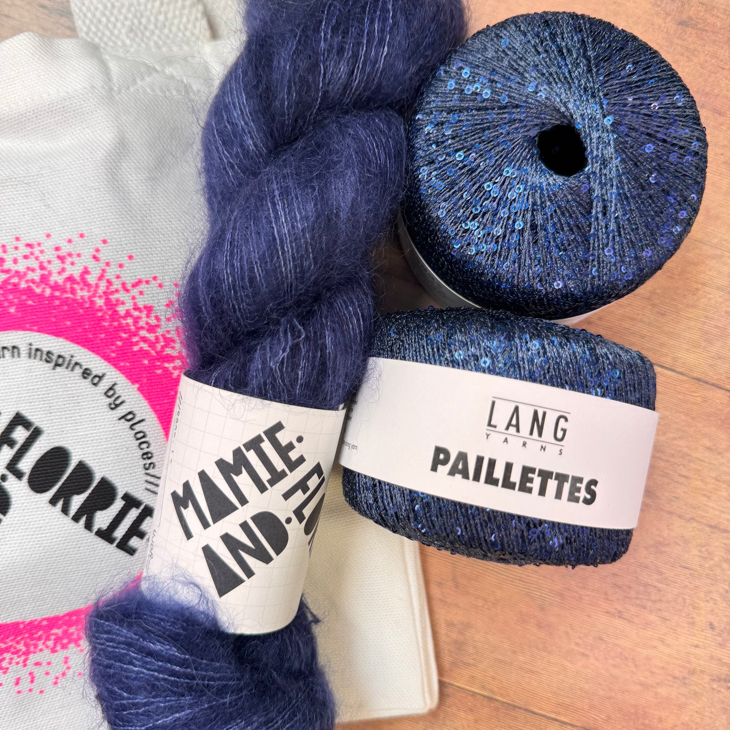 The Easy Sparkly Bandana Kit - Oslo Mohair and Navy Paillettes