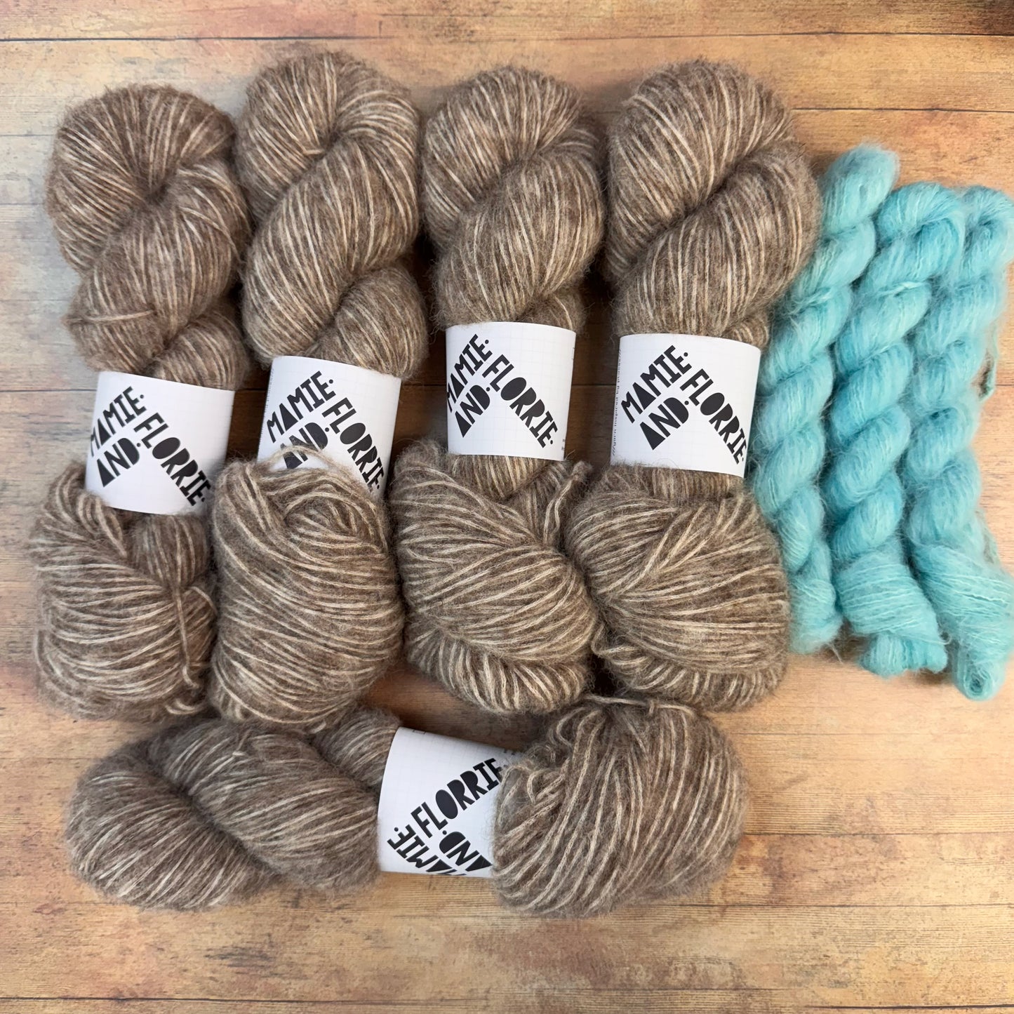 Enkel Sweater Kit - Natural Brown Bounce with Ice Swim Alpaca Stripes - Sizes 8 - 11
