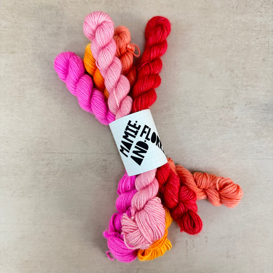 5 x Luxury 4ply Mini Skeins - Red and Pinks