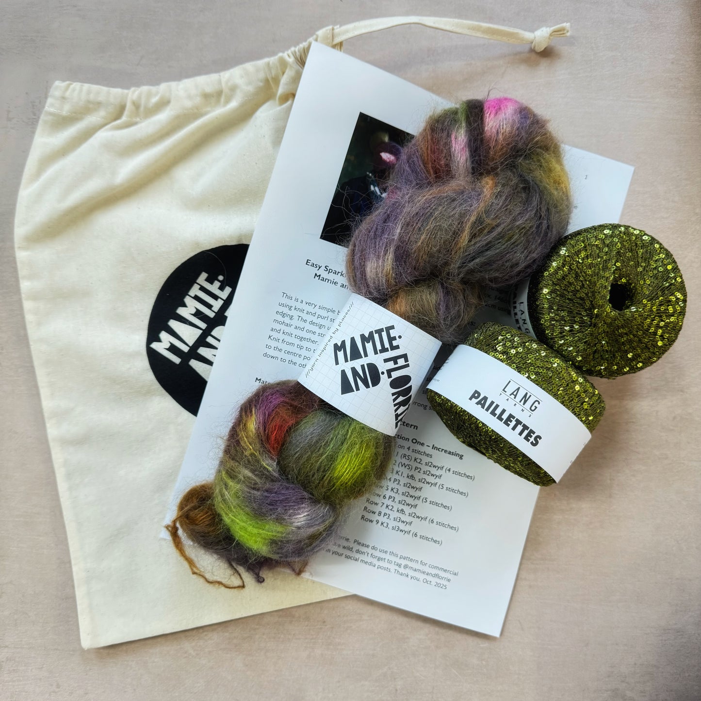 Alpaca Sparkly Bandana Kit : Finnieston Nights Alpaca and Green Sparkles