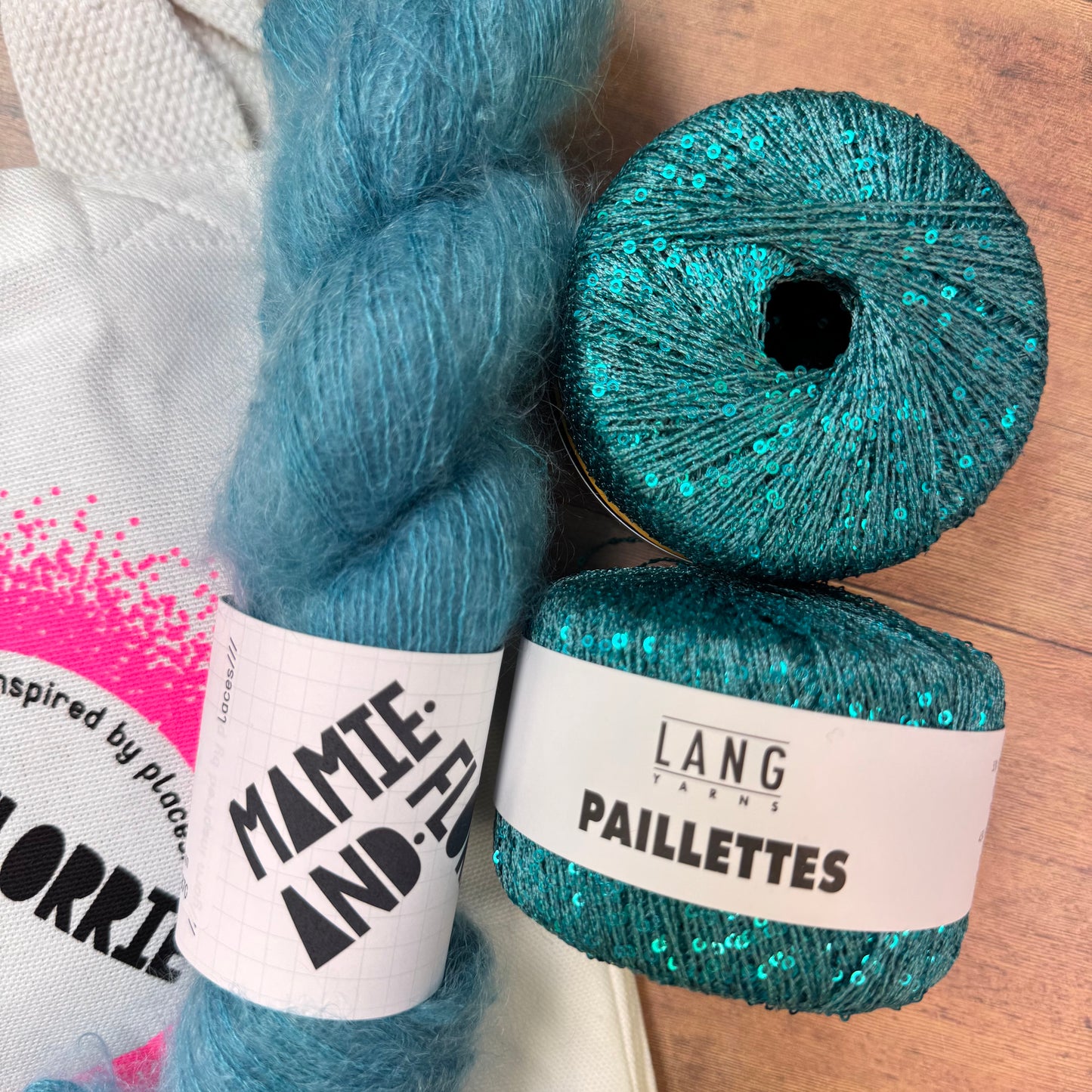 The Easy Sparkly Bandana Kit - Steffi Loves Teal Mohair and Teal Paillettes