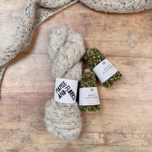 Easy Textured Bandana Kit - Natural Alpaca and Aqua Flockchen