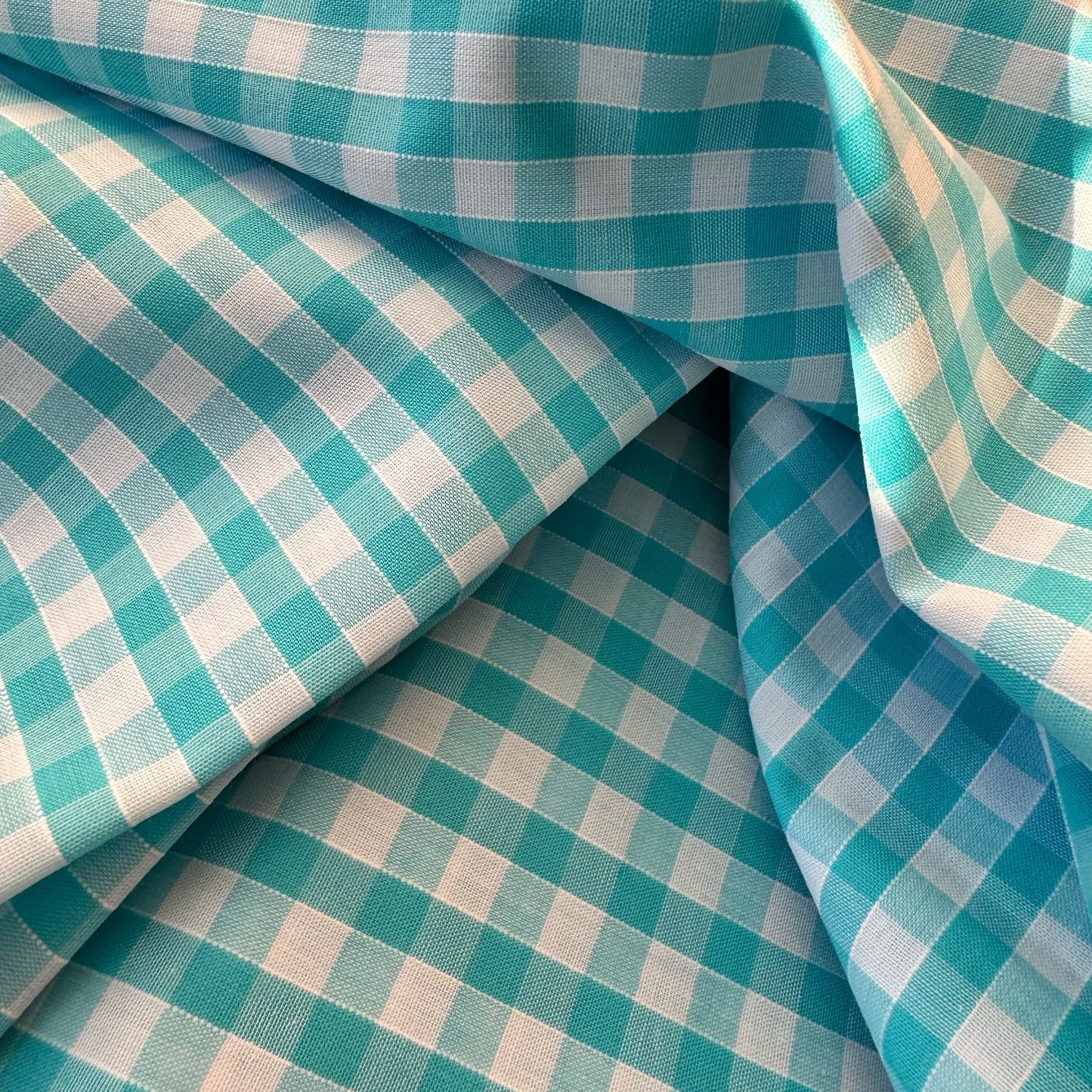 Turquoise Gingham Fabric - Perfect for Bag Lining