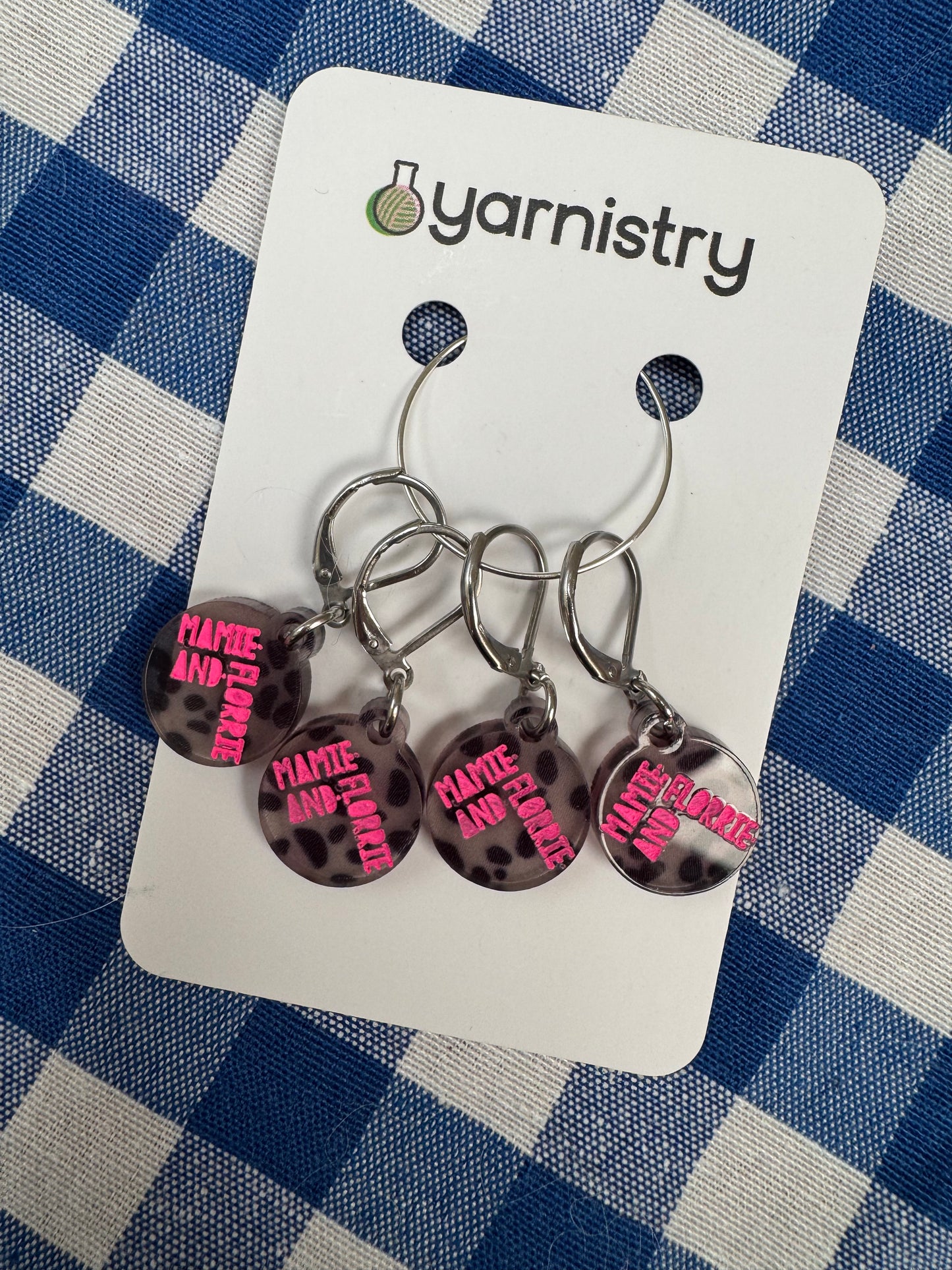Leopard Print Mamie and Florrie Stitch Markers  by Yarnistry
