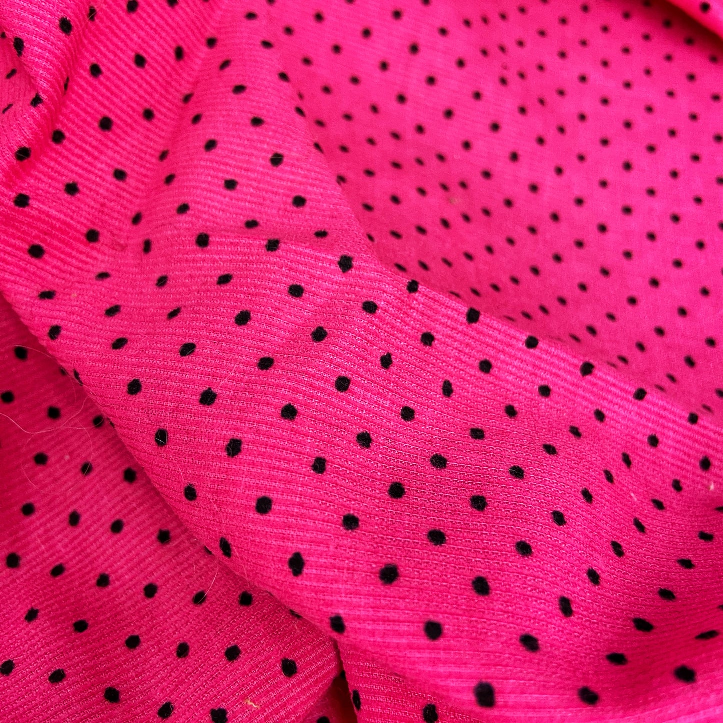 Pink with Black Spot Print Needle Cord Fabric - Perfect for Bag Lining
