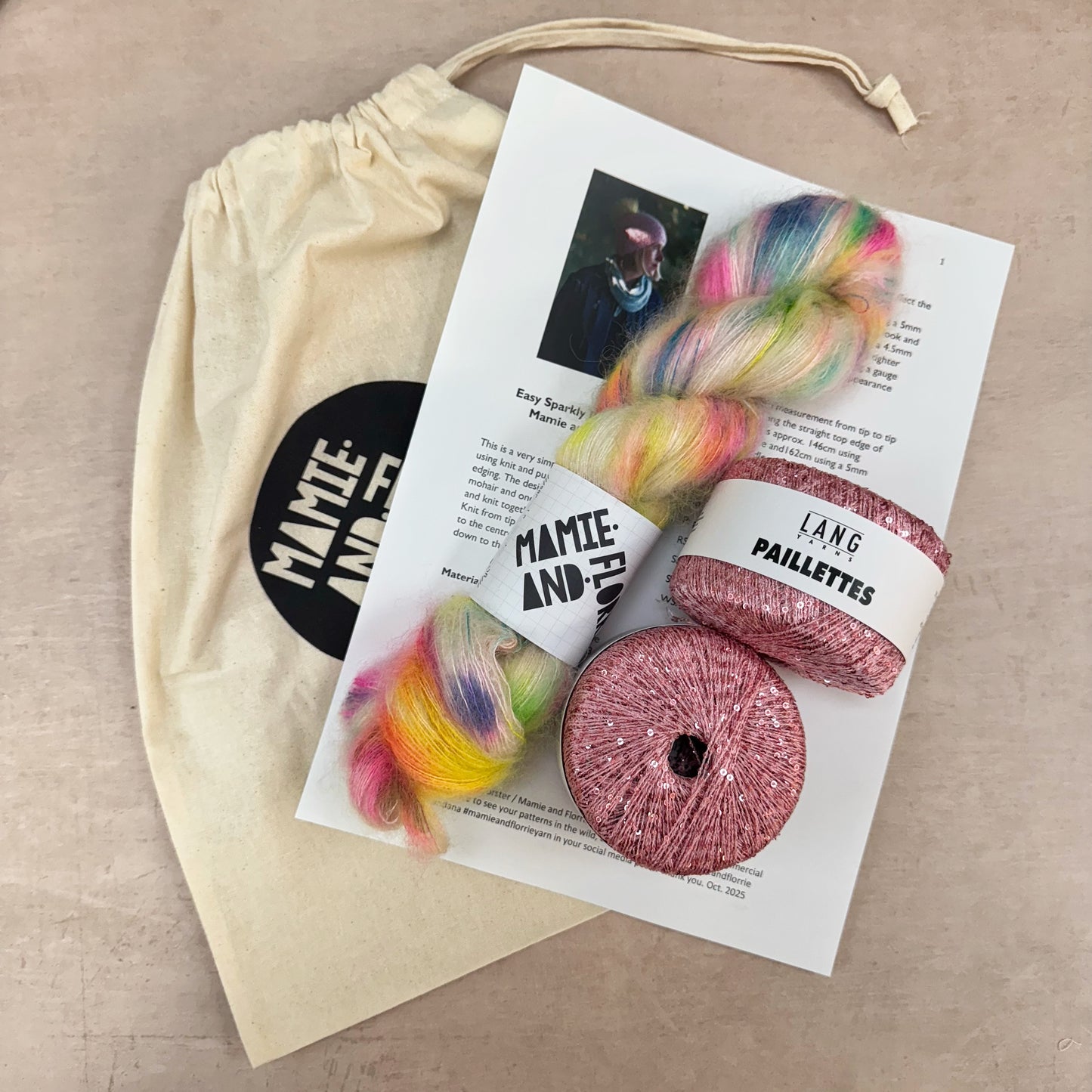 Easy Sparkly Bandana Kit : Swizzels Mohair and Pink Sparkles