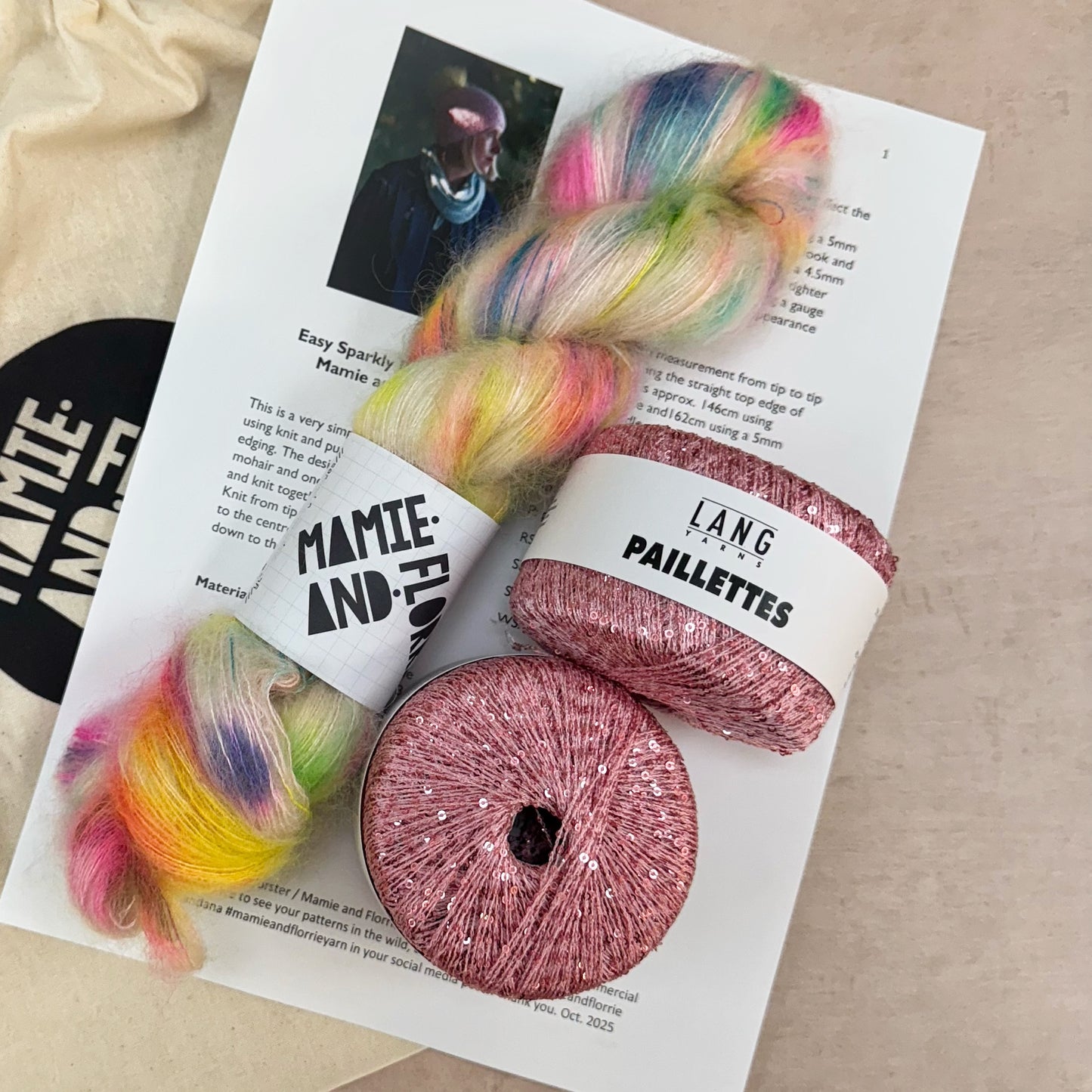 Easy Sparkly Bandana Kit : Swizzels Mohair and Pink Sparkles