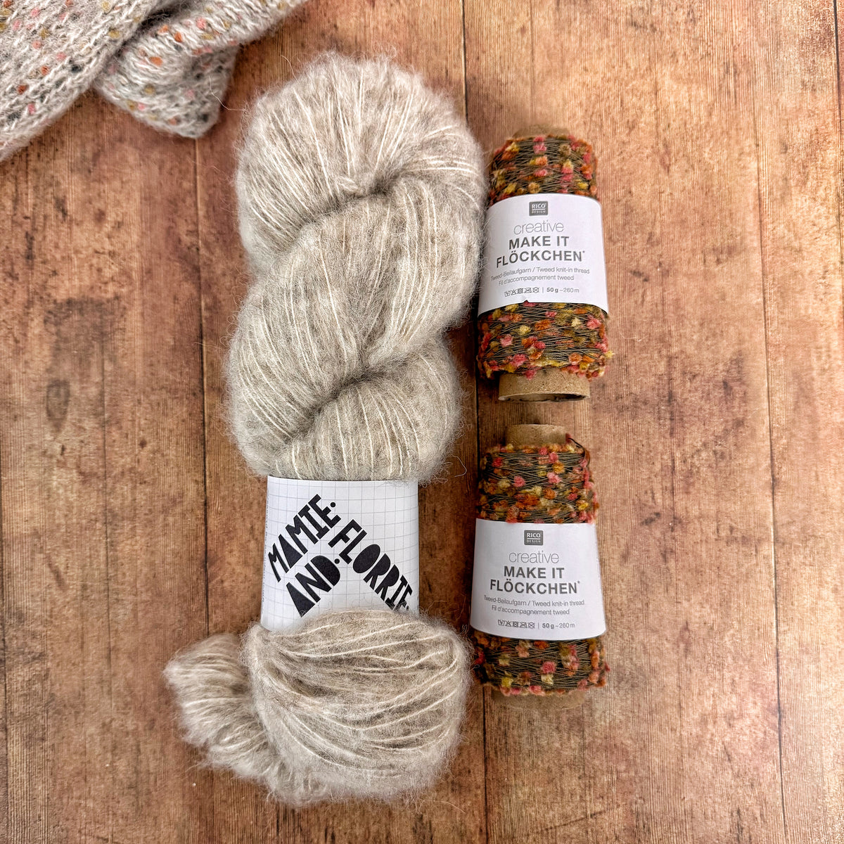 Easy Textured Bandana - Natural Undyed Baby Bounce and Autumn Flockchen