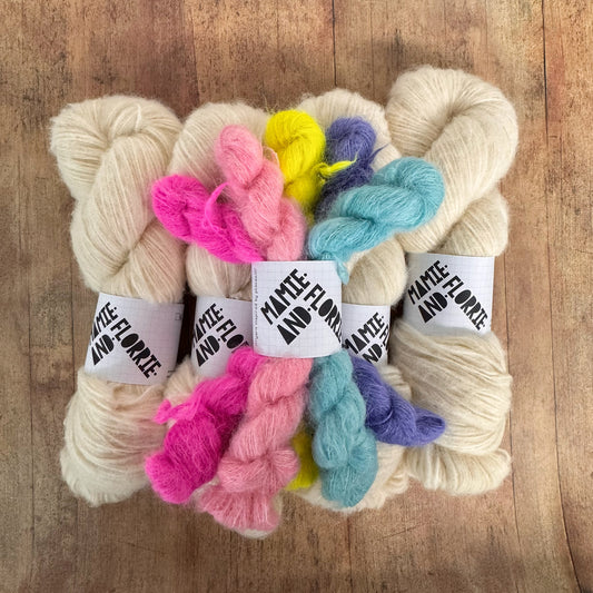 Enkel Sweater Kit - Natural Cream Bounce and Neon Mini Bundle - Sizes 5 -7