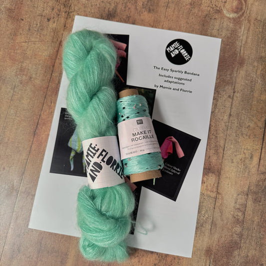 Easy Beaded Bandana Kit - Yego Scooters Mohair and Turquoise Rocaille by Rico