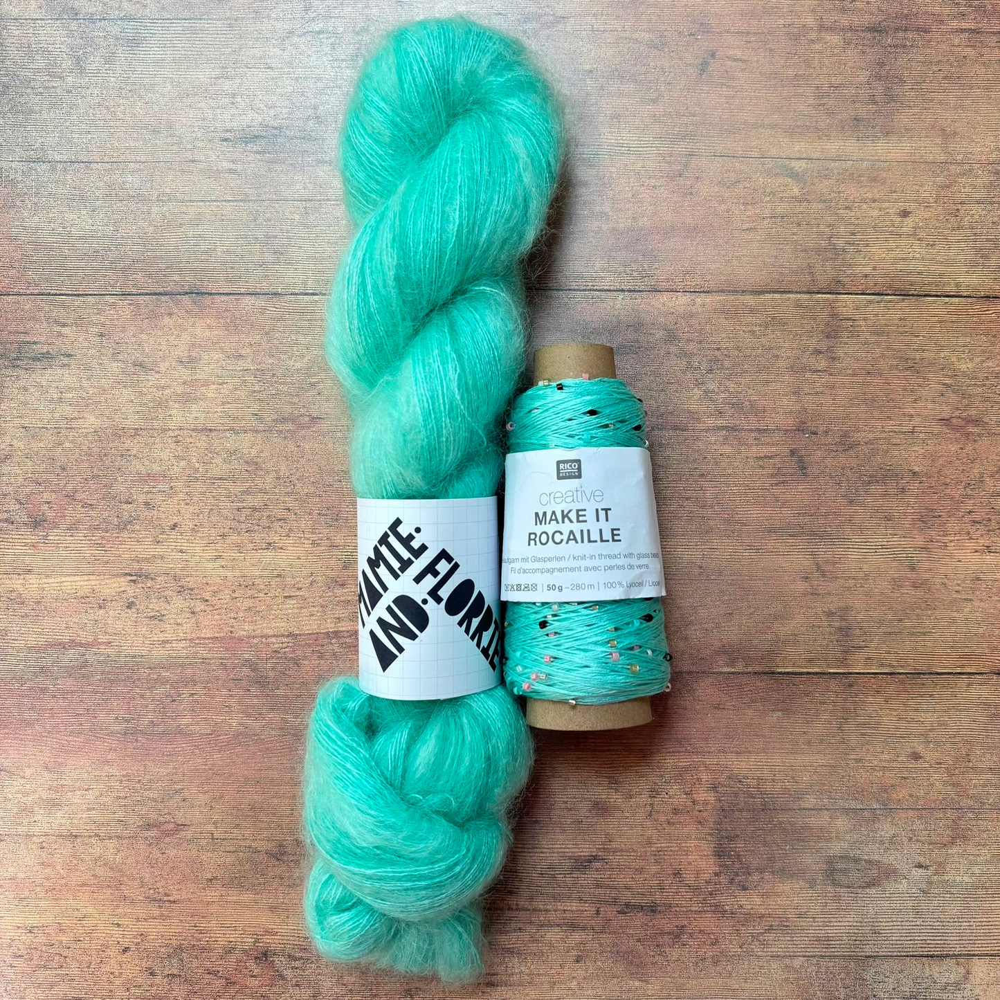 Easy Beaded Bandana Kit - Yego Scooters Mohair and Turquoise Rocaille by Rico